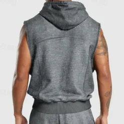 Men's Tank Top Sleeveless Hoodie Sleeveless Hooded Vintage Drawstring Casual Activewear Black Navy Blue Green Top Tee for Men