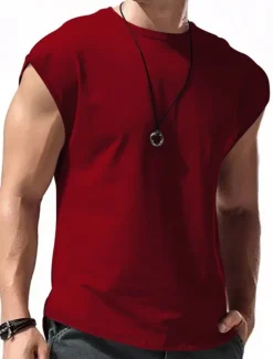 Men's Tank Top Vest Top Undershirt Sleeveless Shirt Plain Crew Neck Outdoor Going out Sleeveless Clothing Apparel Fashion Designer Muscle
