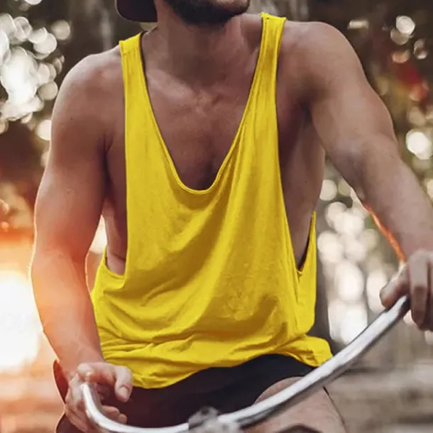 Men's Tank Top Vest Top Undershirt Sleeveless Shirt Sleeveless Crew Neck Summer Solid Color Simple Casual Comfortable Vacation Street Daily Black White Yellow Top Tee for Men