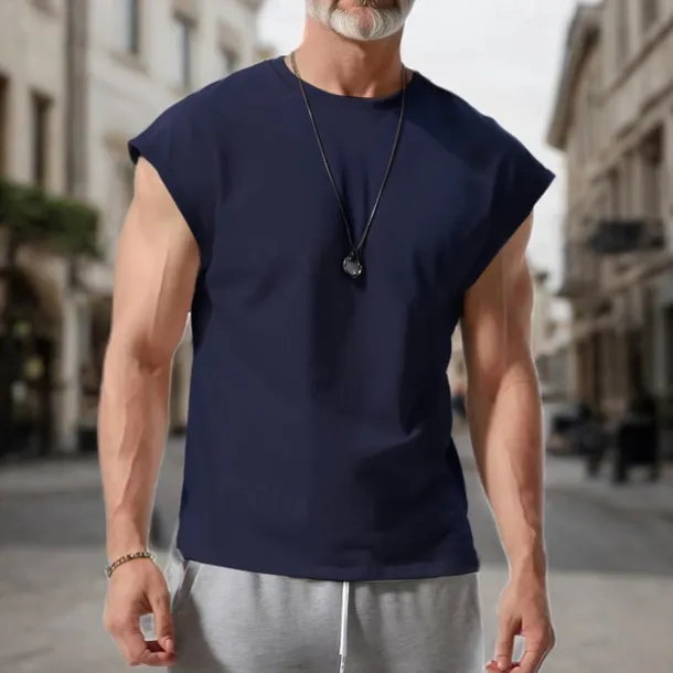 Men's Tank Top Vest Top Undershirt Sleeveless Shirt Sleeveless Crew Neck Spring & Summer Plain Fashion Designer Basic Vacation Street Going out White Wine Dark Navy Top Tee for Men