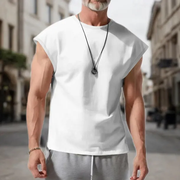 Men's Tank Top Vest Top Undershirt Sleeveless Shirt Sleeveless Crew Neck Spring & Summer Plain Fashion Designer Basic Vacation Street Going out White Wine Dark Navy Top Tee for Men