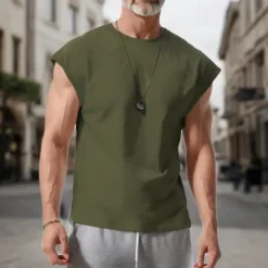 Men's Tank Top Vest Top Undershirt Sleeveless Shirt Sleeveless Crew Neck Spring & Summer Plain Fashion Designer Basic Vacation Street Going out White Wine Dark Navy Top Tee for Men