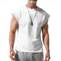 Men's Tank Top Vest Top Undershirt Sleeveless Shirt Sleeveless Crew Neck Spring & Summer Plain Fashion Designer Basic Vacation Street Going out White Wine Dark Navy Top Tee for Men