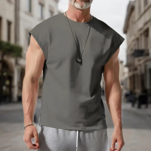 Men's Tank Top Vest Top Undershirt Sleeveless Shirt Sleeveless Crew Neck Spring & Summer Plain Fashion Designer Basic Vacation Street Going out White Wine Dark Navy Top Tee for Men