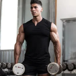 Men's Tank Top Vest Top Undershirt Sleeveless Shirt Sleeveless V Neck Summer Plain Sports Fashion Lightweight Vacation Casual Holiday Black White Army Green Top Tee for Men