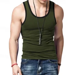 Men's Tank Top Vest Top Undershirt Sleeveless Shirt Sleeveless Crew Neck Summer Plain Fashion Designer Muscle Outdoor Going out Gym Black White Red Top Tee for Men