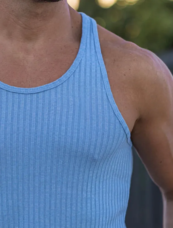 Men's Tank Top Vest Top Undershirt Sleeveless Shirt Sleeveless U Neck Summer Spring Striped Fashion Streetwear Sport Indoor Casual Daily Black White Dark Navy Top Tee for Men