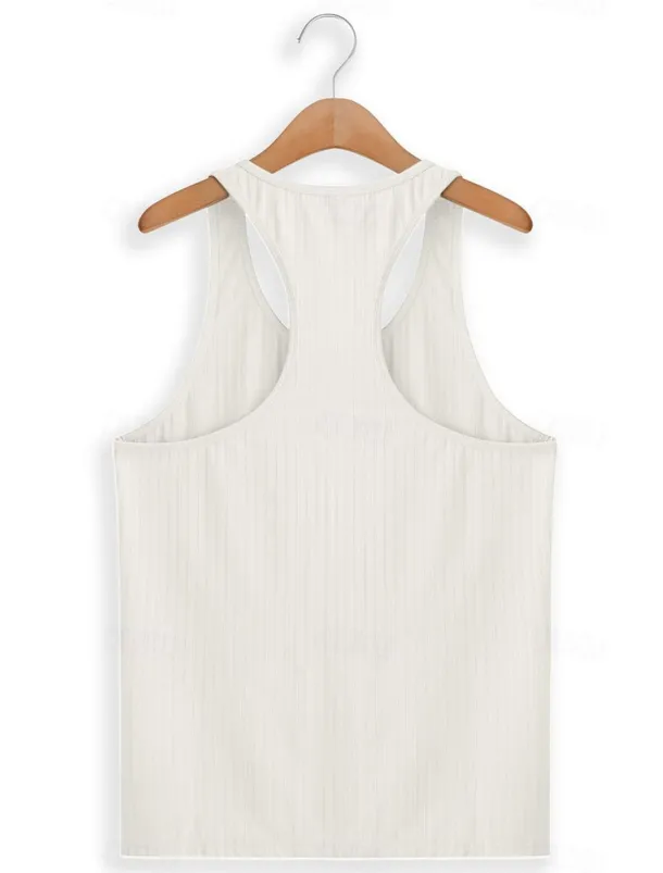 Men's Tank Top Vest Top Undershirt Sleeveless Shirt Sleeveless U Neck Summer Spring Striped Fashion Streetwear Sport Indoor Casual Daily Black White Dark Navy Top Tee for Men