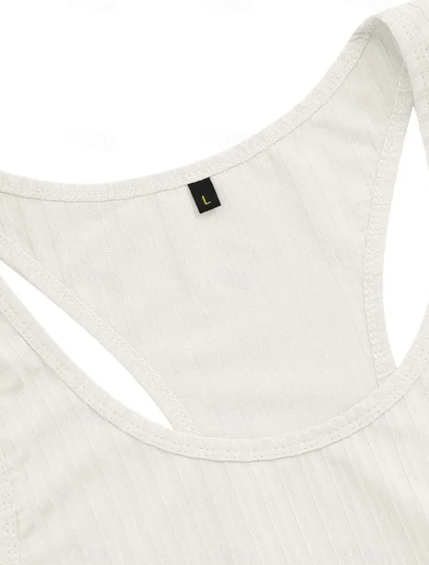 Men's Tank Top Vest Top Undershirt Sleeveless Shirt Sleeveless U Neck Summer Spring Striped Fashion Streetwear Sport Indoor Casual Daily Black White Dark Navy Top Tee for Men