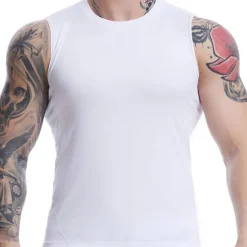 Men's Tank Top Vest Top Undershirt Sleeveless Shirt Sleeveless Crew Neck Summer Plain Fashion Soak Off Muscle Outdoor Going out Gym Black White Red Top Tee for Men