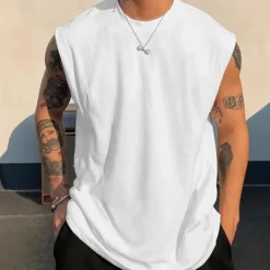Men's Tank Top Vest Top Undershirt Sleeveless Shirt Sleeveless Crew Neck Summer Plain Fashion Designer Basic Classic Vacation Street Going out Black White Pink Top Tee for Men