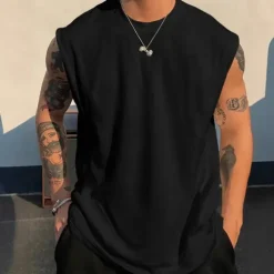 Men's Tank Top Vest Top Undershirt Sleeveless Shirt Sleeveless Crew Neck Summer Plain Fashion Designer Basic Classic Vacation Street Going out Black White Pink Top Tee for Men