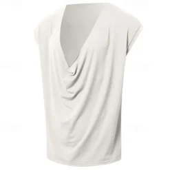 Men's Tank Top Vest Top Undershirt Sleeveless Shirt Sleeveless Deep V Summer Plain Fashion Designer Basic Classic Vacation Street Going out Black White Green Top Tee for Men