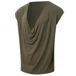 Men's Tank Top Vest Top Undershirt Sleeveless Shirt Sleeveless Deep V Summer Plain Fashion Designer Basic Classic Vacation Street Going out Black White Green Top Tee for Men