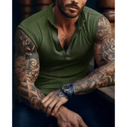 Men's Tank Top Vest Top Undershirt Sleeveless Shirt Sleeveless Henley Summer Plain Striped Fashion Designer Muscle Outdoor Going out Gym Black White Army Green Top Tee for Men