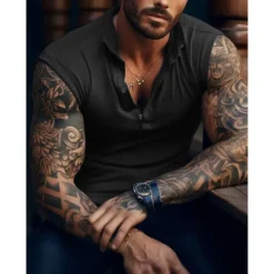 Men's Tank Top Vest Top Undershirt Sleeveless Shirt Sleeveless Henley Summer Plain Striped Fashion Designer Muscle Outdoor Going out Gym Black White Army Green Top Tee for Men