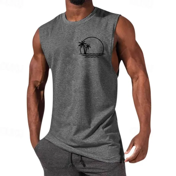 Men's Tank Top Vest Top Undershirt Sleeveless Shirt Sleeveless Crewneck Summer Graphic Fashion Designer Vacation Street Going out Black White Red Top Tee for Men