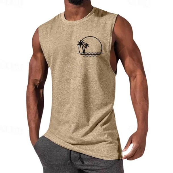 Men's Tank Top Vest Top Undershirt Sleeveless Shirt Sleeveless Crewneck Summer Graphic Fashion Designer Vacation Street Going out Black White Red Top Tee for Men