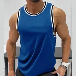 Men's Tank Top Vest Top Undershirt Sleeveless Shirt Sleeveless Crew Neck Summer Color Block Fashion Designer Muscle Outdoor Going out Gym Wine Blue Green Top Tee for Men