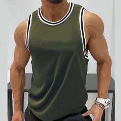 Men's Tank Top Vest Top Undershirt Sleeveless Shirt Sleeveless Crew Neck Summer Color Block Fashion Designer Muscle Outdoor Going out Gym Wine Blue Green Top Tee for Men