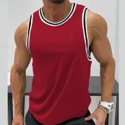 Men's Tank Top Vest Top Undershirt Sleeveless Shirt Sleeveless Crew Neck Summer Color Block Fashion Designer Muscle Outdoor Going out Gym Wine Blue Green Top Tee for Men