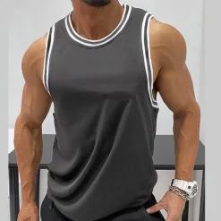 Men's Tank Top Vest Top Undershirt Sleeveless Shirt Sleeveless Crew Neck Summer Color Block Fashion Designer Muscle Outdoor Going out Gym Wine Blue Green Top Tee for Men