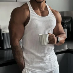Men's Tank Top Vest Top Undershirt Sleeveless Shirt Sleeveless Crew Neck Summer Plain Pit Strip Fashion Designer Muscle Outdoor Going out Gym White Top Tee for Men