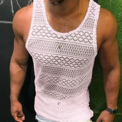 Men's Tank Top Vest Top Undershirt Sleeveless Shirt Sleeveless Crew Neck Summer Solid Color Fashion Casual Breathable Outdoor Street Casual Black White Pink Top Tee for Men