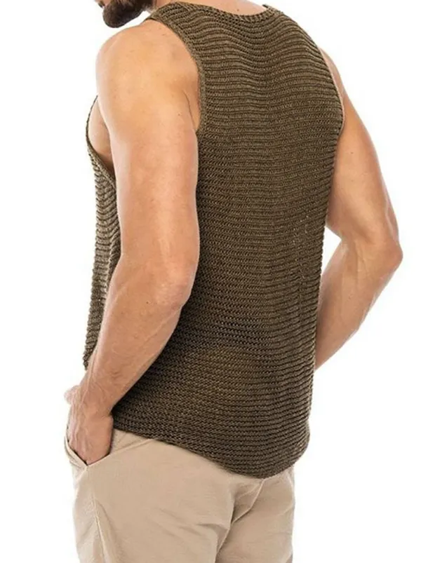 Men's Tank Top Vest Top Undershirt Sleeveless Shirt Sleeveless Crew Neck Summer Solid Color Sports Fashion Lightweight Vacation Casual Daily Black White Brown Top Tee for Men