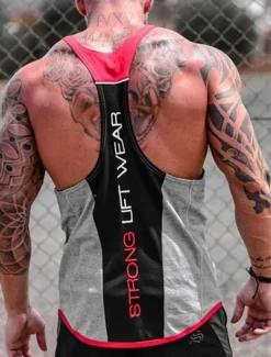 Men's Tank Top Vest Top Undershirt Sleeveless Shirt Sleeveless U Neck Summer Color Block Fashion Designer Basic Vacation Street Going out Black White Red Top Tee for Men