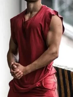 Men's Tank Top Vest Top Undershirt Sleeveless Shirt Sleeveless Crew Neck Summer Plain Fashion Designer Muscle Athleisure Going out Gym Black Navy Blue Red Top Tee for Men