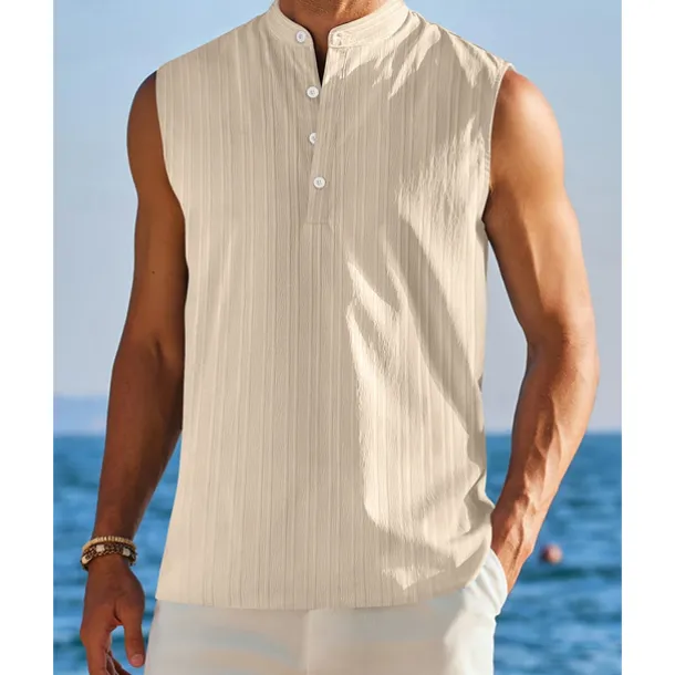 Men's Tank Top Vest Top Undershirt Sleeveless Shirt Sleeveless Standing Collar Summer Plain Fashion Designer Vacation Street Going out Black White Red Top Tee for Men