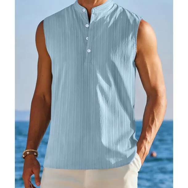 Men's Tank Top Vest Top Undershirt Sleeveless Shirt Sleeveless Standing Collar Summer Plain Fashion Designer Vacation Street Going out Black White Red Top Tee for Men