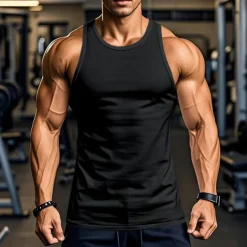 Men's Tank Top Vest Top Undershirt Sleeveless Shirt Sleeveless Crew Neck Summer Plain Fashion Designer Basic Classic Vacation Street Going out Black White Top Tee for Men