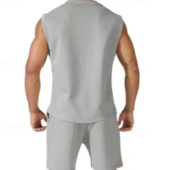 Men's Tank T-shirt Suits Undershirt 2 Pieces Outfits Short Sleeve Crewneck Summer Plain Fashion Casual 2 Piece Vacation Daily Wear Going out Black White Red Top Tee for Men