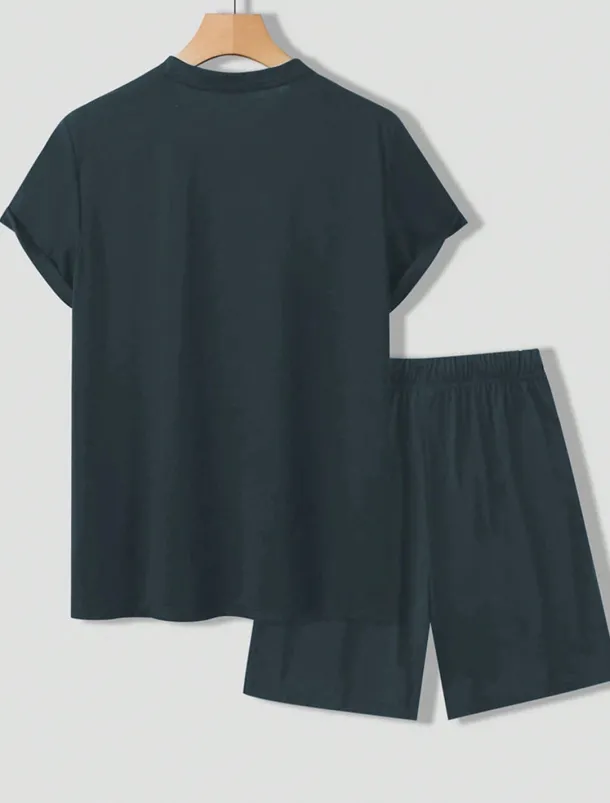 Men's Tee & Drawstring Waist Shorts 2 Pieces Outfits Short Sleeve Crewneck Summer Color Block Striped Fashion Sport Casual 2 Piece Vacation Casual Daily Wear Black Wine Green Top Tee for Men