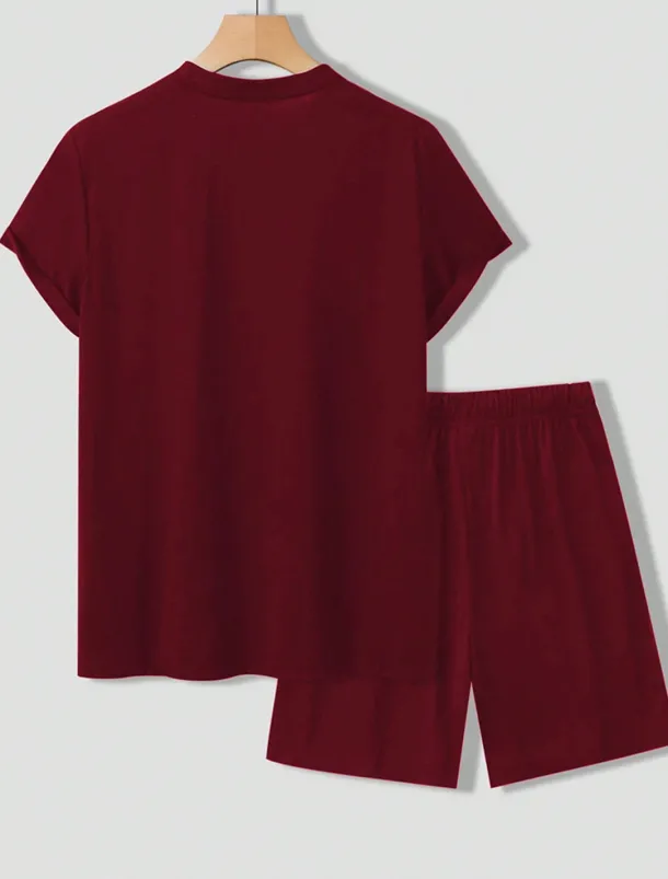 Men's Tee & Drawstring Waist Shorts 2 Pieces Outfits Short Sleeve Crewneck Summer Color Block Striped Fashion Sport Casual 2 Piece Vacation Casual Daily Wear Black Wine Green Top Tee for Men