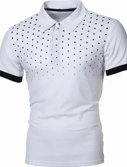Men's Tennis Shirt Polo Shirt Work Business Collar Polo Collar Short Sleeve Streetwear Basic Graphic Polka Dot Print Regular Fit Black White Wine Navy Blue Blue Orange Tennis Shirt