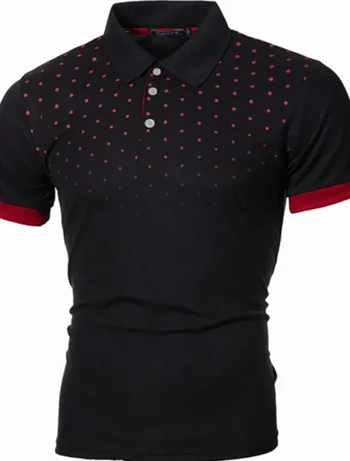 Men's Tennis Shirt Polo Shirt Work Business Collar Polo Collar Short Sleeve Streetwear Basic Graphic Polka Dot Print Regular Fit Black White Wine Navy Blue Blue Orange Tennis Shirt