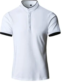 Men's Tennis Shirt Polo Shirt Casual Daily Collar Stand Collar Short Sleeve Simple Solid Color Button Front Regular Fit Black White Pink Red Navy Blue Blue Tennis Shirt