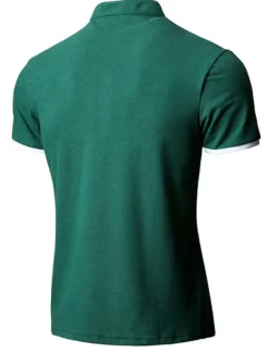 Men's Tennis Shirt Polo Shirt Casual Daily Collar Stand Collar Short Sleeve Simple Solid Color Button Front Regular Fit Black White Pink Red Navy Blue Blue Tennis Shirt