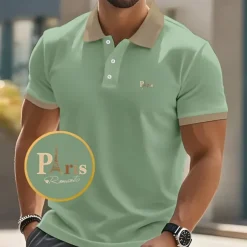 Men's Text Eiffel Tower Polo Short Sleeve Polo Shirts Collared Shirts Business Casual School Athleisure Daily Wear 3D Print Summer Black Pink Navy Blue