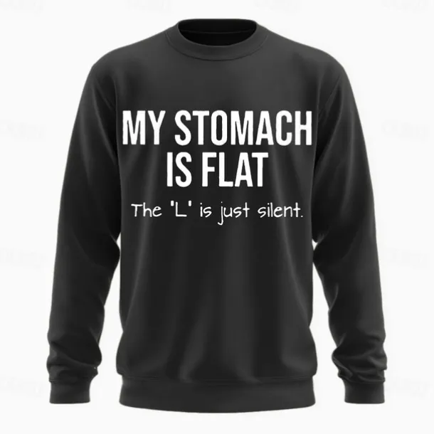 Men's Text Funny Slang Sweatshirt Fashion Daily Long Sleeve Crew Neck Black White Crewneck 3D All Seasons Designer