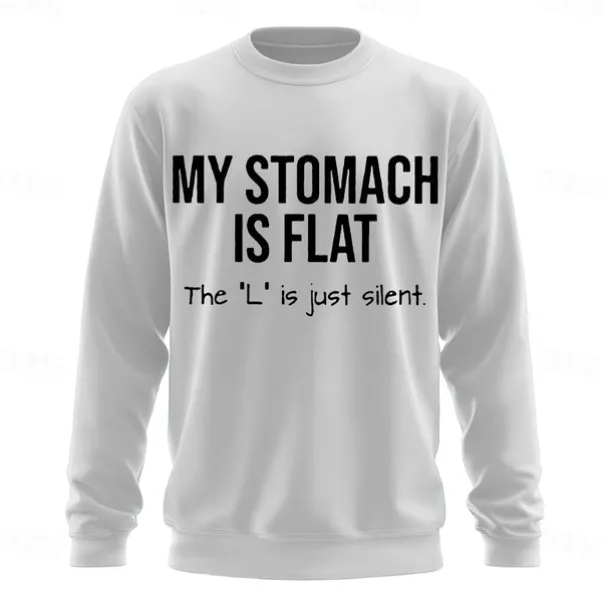 Men's Text Funny Slang Sweatshirt Fashion Daily Long Sleeve Crew Neck Black White Crewneck 3D All Seasons Designer