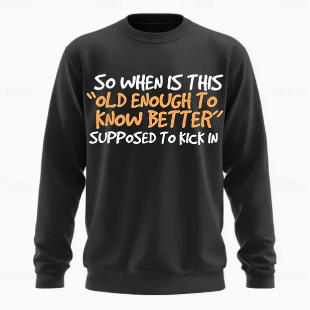 Men's Text Funny Slang Sweatshirt Fashion Daily Long Sleeve Crew Neck Black Red Crewneck 3D Graphic All Seasons Designer