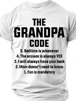 Men's The Grandpa Code Funny Slang T Shirt Funny Family Short Sleeve T shirt 3D Print Crew Neck Shirt Fashion Basic Street Casual Daily Black White Red Summer Spring Clothing Apparel