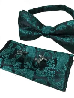 Men's Ties Bow Tie Pocket Square Cufflinks Sets Bow Tie Gift Box Work Wedding Gentleman Jacquard