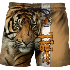 Men's Tiger Letter Swim Trunks Swim Shorts Board Shorts Mid Waist Hawaiian Boho Outdoor Holiday Going out Pocket Elastic Waist Drawstring Designer Clothing Apparel