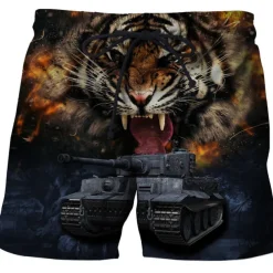 Men's Tiger Letter Swim Trunks Swim Shorts Board Shorts Mid Waist Hawaiian Boho Outdoor Holiday Going out Pocket Elastic Waist Drawstring Designer Clothing Apparel
