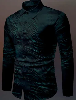 Men's Totem Halloween Costumes Shirt Button Up Shirt Long Sleeve Vintage Gothic Outdoor Halloween Street Fall & Winter Turndown Buttons Print Black Blue Purple Green